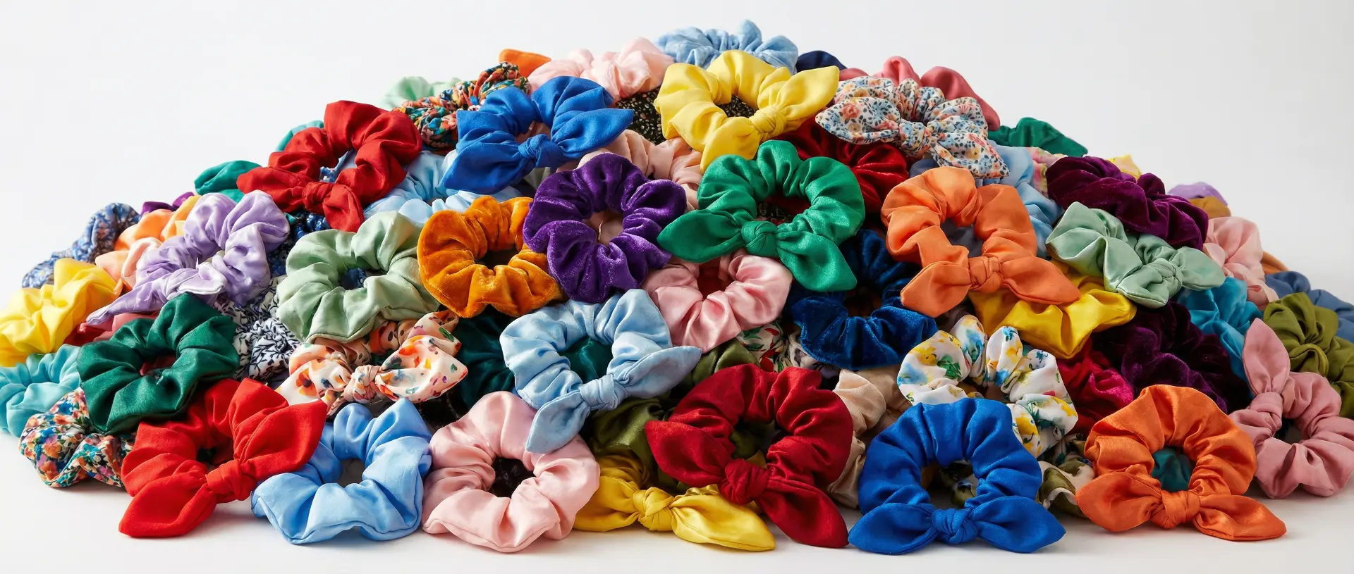 A pile of scrunchies in every color